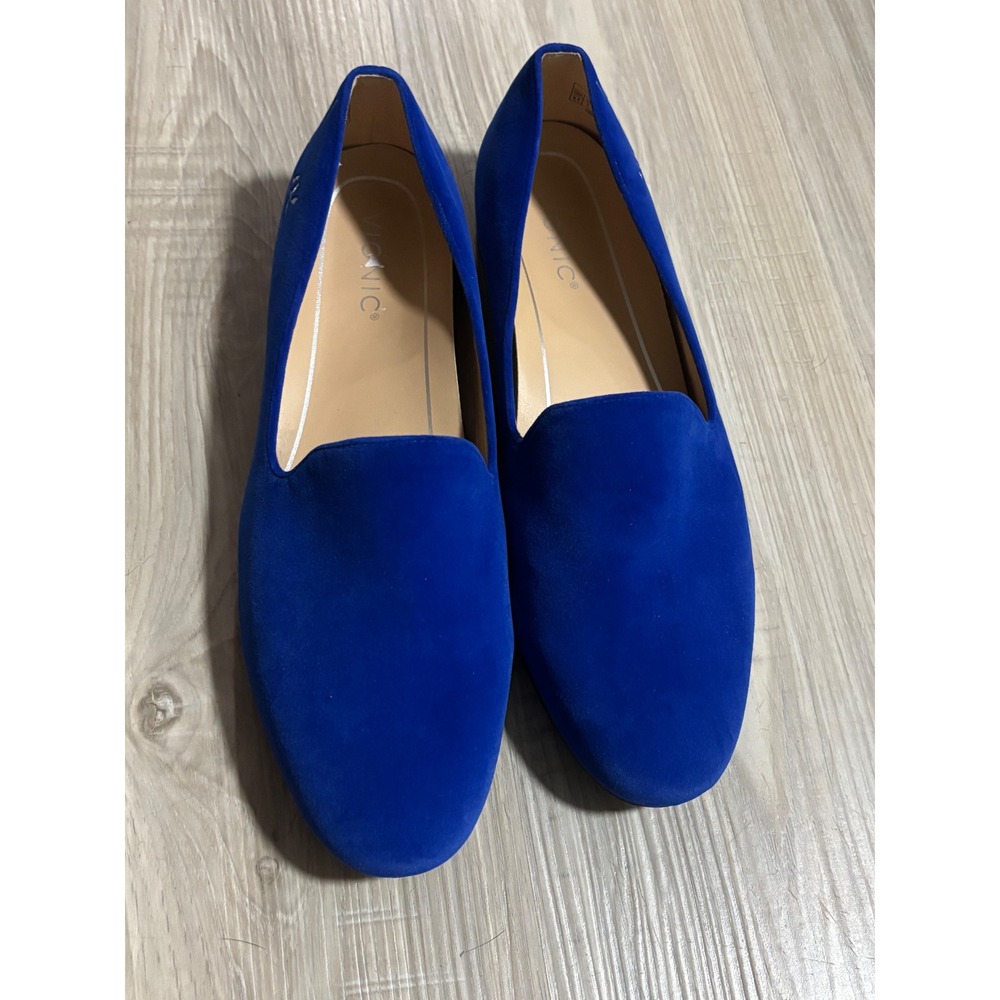 Vionic Willa Royal Blue Suede Embroidered Loafers Flats Womens 9.5 Silver Floral - Picture 3 of 8